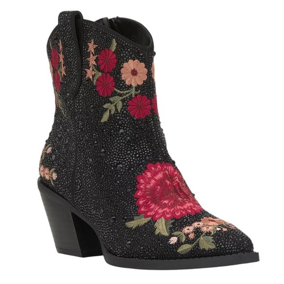 INC Women's Jersey Embellished Cowboy Booties Black Size 5 1/2 - Picture 1 of 3